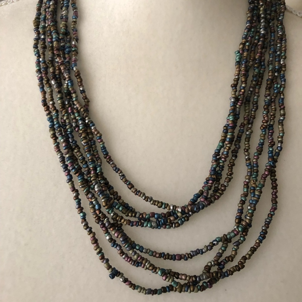 Elegant Multicolor Multi-Strand Beaded Necklace - Picture 6 of 9